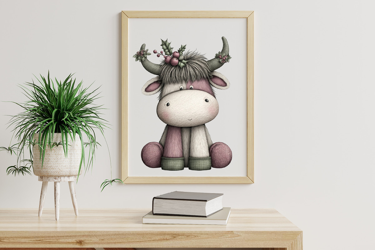 Whimsical Christmas Highland Cow Cli, an Illustration by Libby Wishes (Photo 3 of 7)