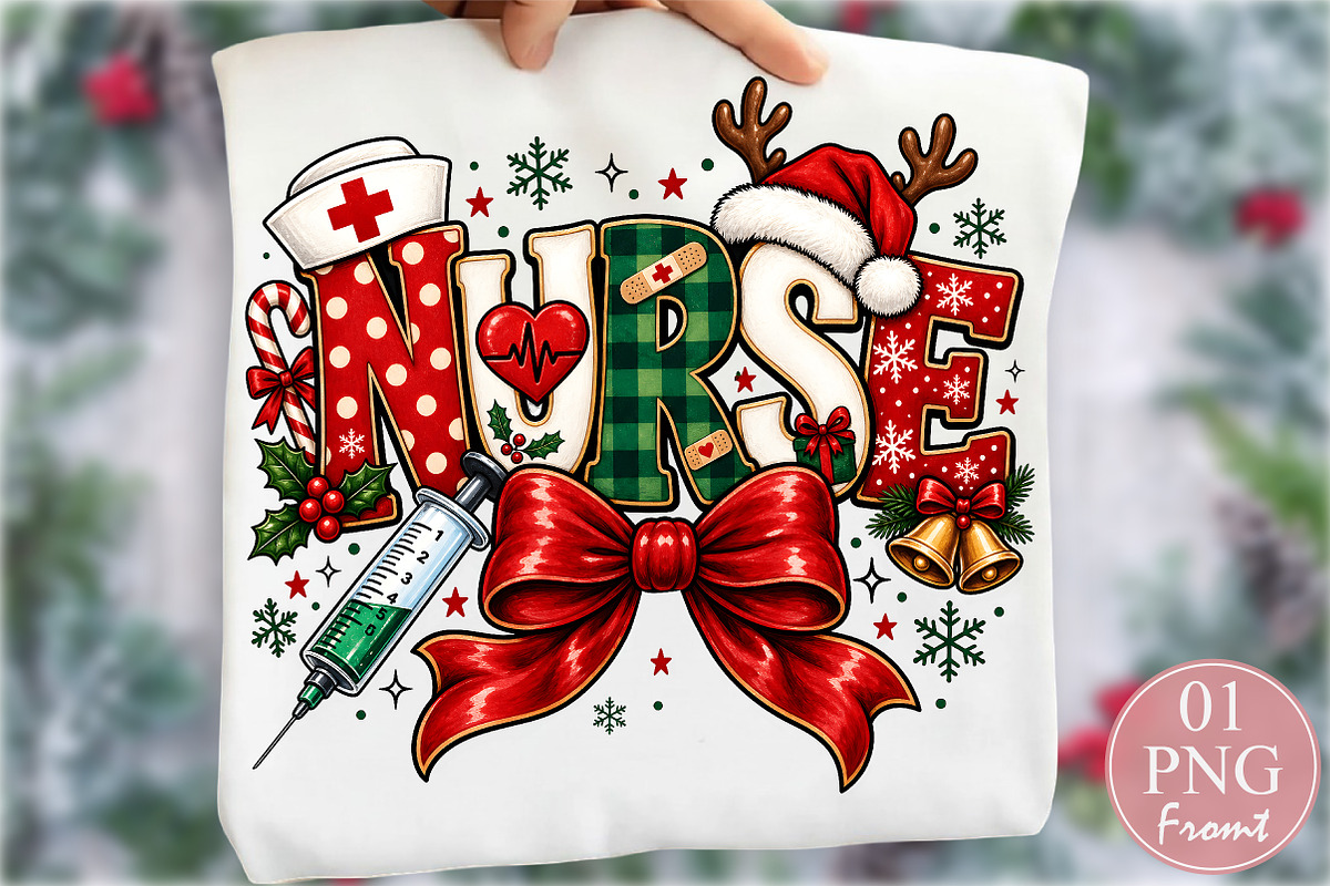 Nurse Christmas Sublimation PNG, a Seasonal Illustration by Rose Art (Photo 1 of 4)