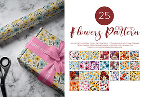 Botanical Summer Flower Pattern Set