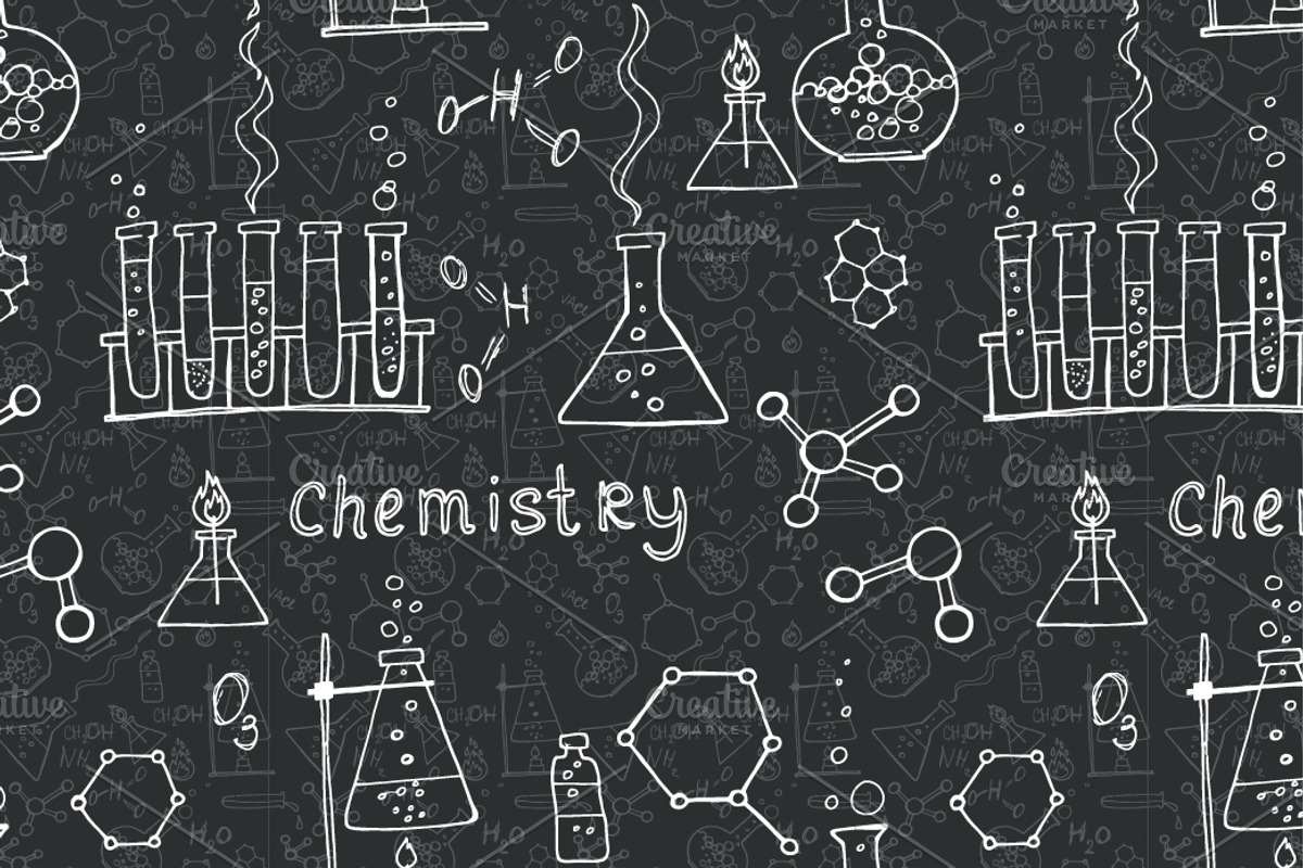 chemistry doodle seamless patterns preview 4