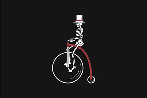 Skeleton Riding A Classic Bike