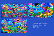 Psychedelic Fantasy Dragon Knight, a Decorative Illustration by StockVerse Creative (Thumbnail 1 of 4)