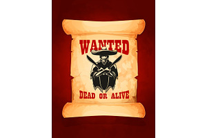 Wanted Dead Or Alive Poster Of Mexican Bandit