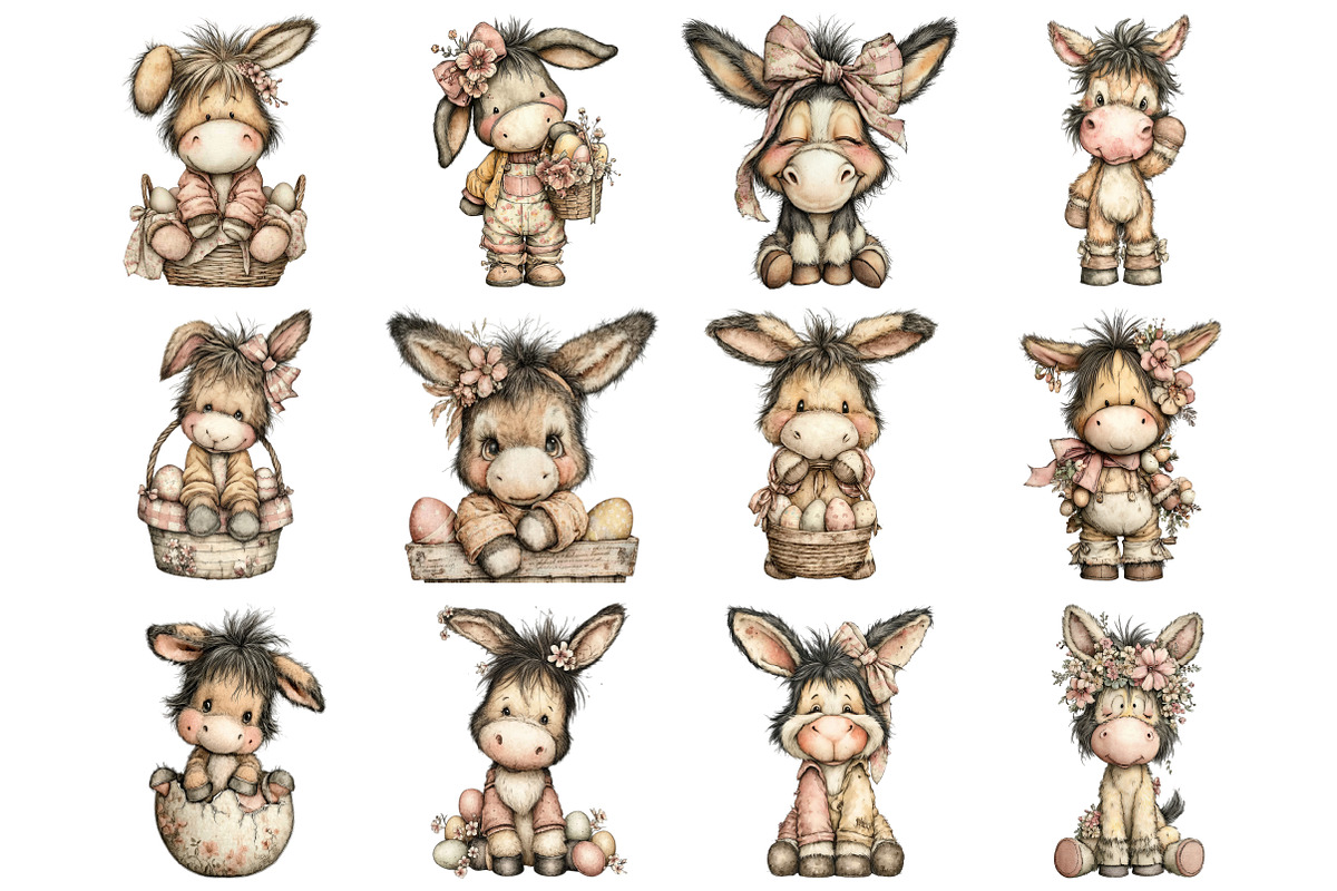 Whimsical Easter Donkey Clipart, an Illustration by Design Market (Photo 2 of 3)