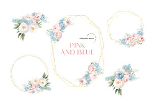 Blue And Pink Flowers Clipart