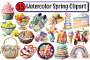 Watercolor Spring Clipart, an Illustration by Design Market (Thumbnail 1 of 3)