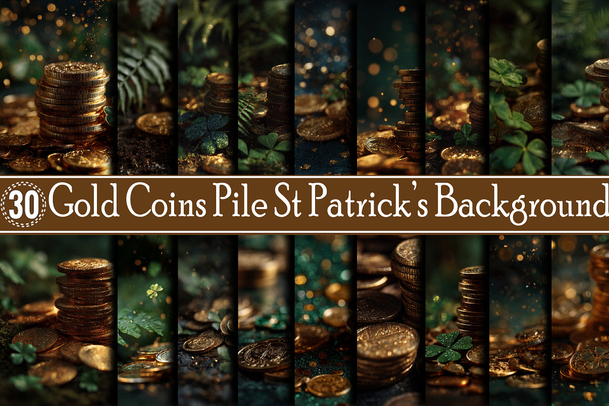 Gold Coins Pile St Patrick’s Backgro, a Background Graphic by SVGArt (Photo 1 of 8)