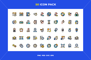 Time management icons, an Outline Icon by Wencory