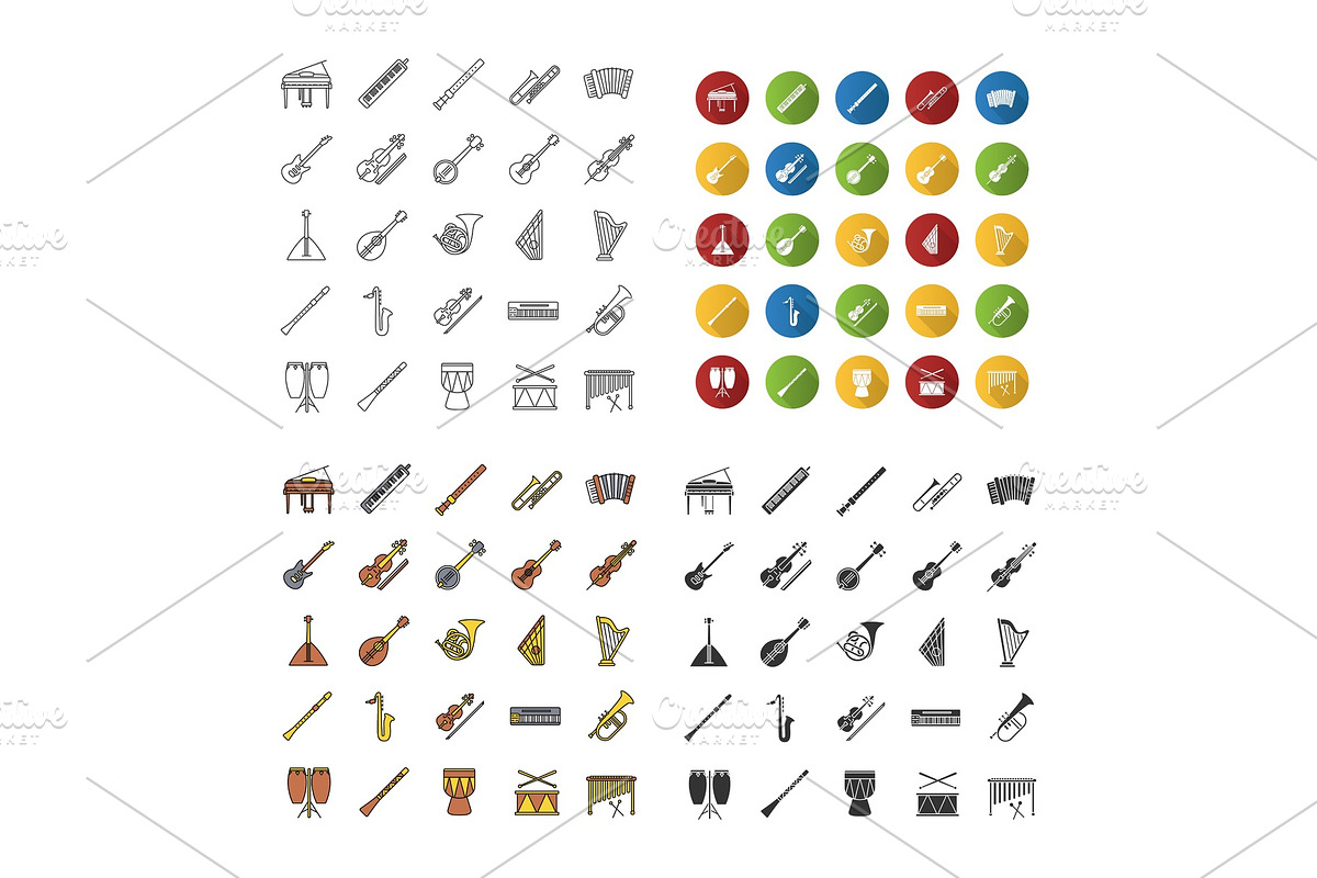 Musical instruments icons set, an Outline Icon by IMG visuals icons