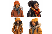 Prompt Winter Fashion Girl Clipart, a Decorative Illustration by Creative design (Thumbnail 3 of 7)