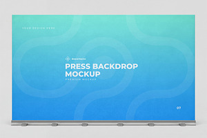 Press Backdrop Banner PSD Mockup, an Advertising Mockup by graphypix
