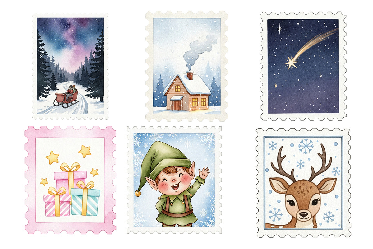 Christmas Postage Stamps, an Illustration by Daily.Designs (Photo 4 of 9)
