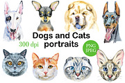 Dogs and Cats portraits 3, an Animal Illustration by Watercolor fantasy (Thumbnail 1 of 5)