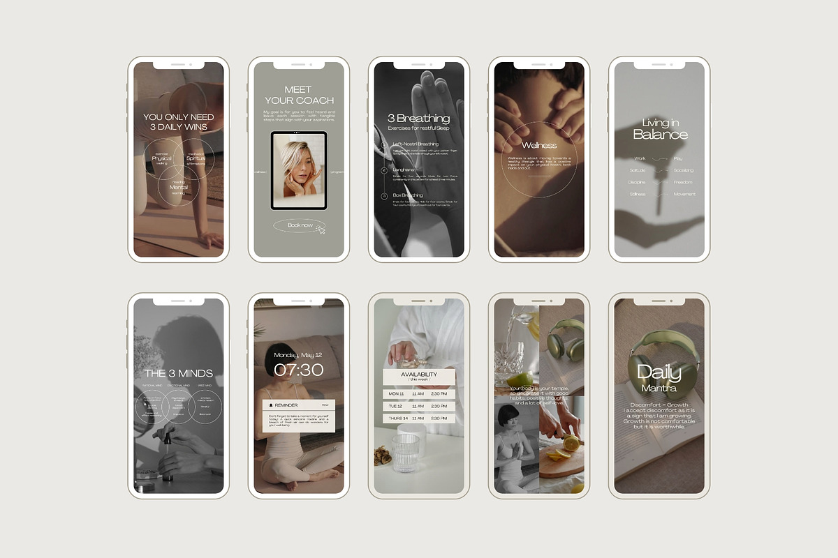 100 Wellness Reel Templates, a Social Media Template by Instprofi | Studio Estimo (Photo 4 of 11)