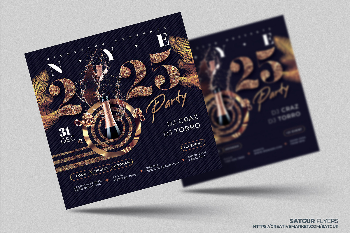 New Years Eve Party Flyer Template, a Flyer Template by Satgur Graphic Design (Photo 2 of 4)