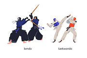Fighters practicing martial arts set, a Sport Illustration by Good Studio (Thumbnail 4 of 13)