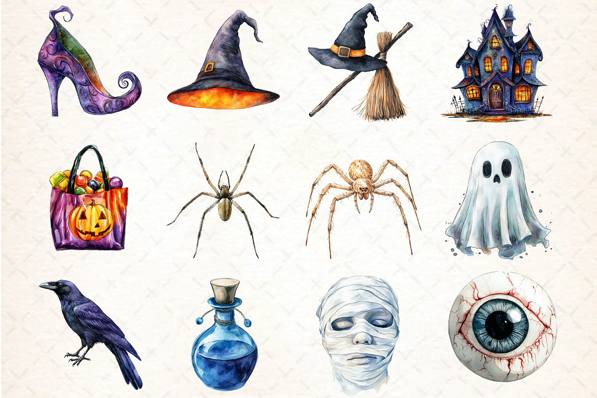 Watercolor Brush Doodle Halloween, an Illustration by DreamCafeArt (Photo 4 of 4)