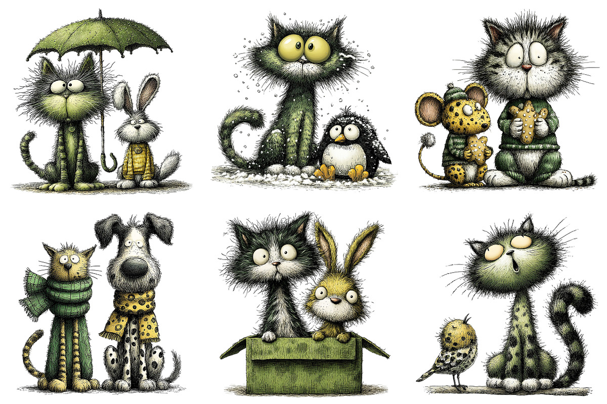 Quirky Cats Friendship Clipart, an Illustration by Craft Nest (Photo 4 of 10)