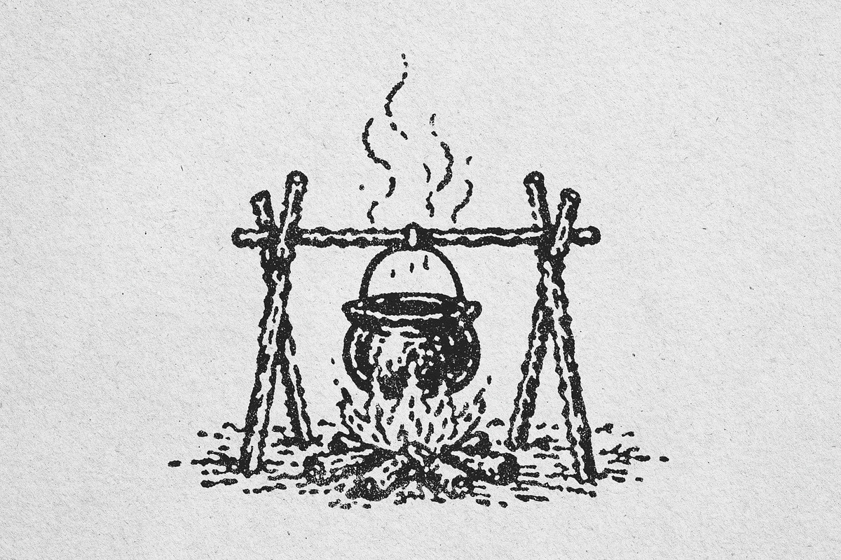 Vintage Campfire Pot Illustration, a Food Illustration by lettett (Photo 3 of 3)