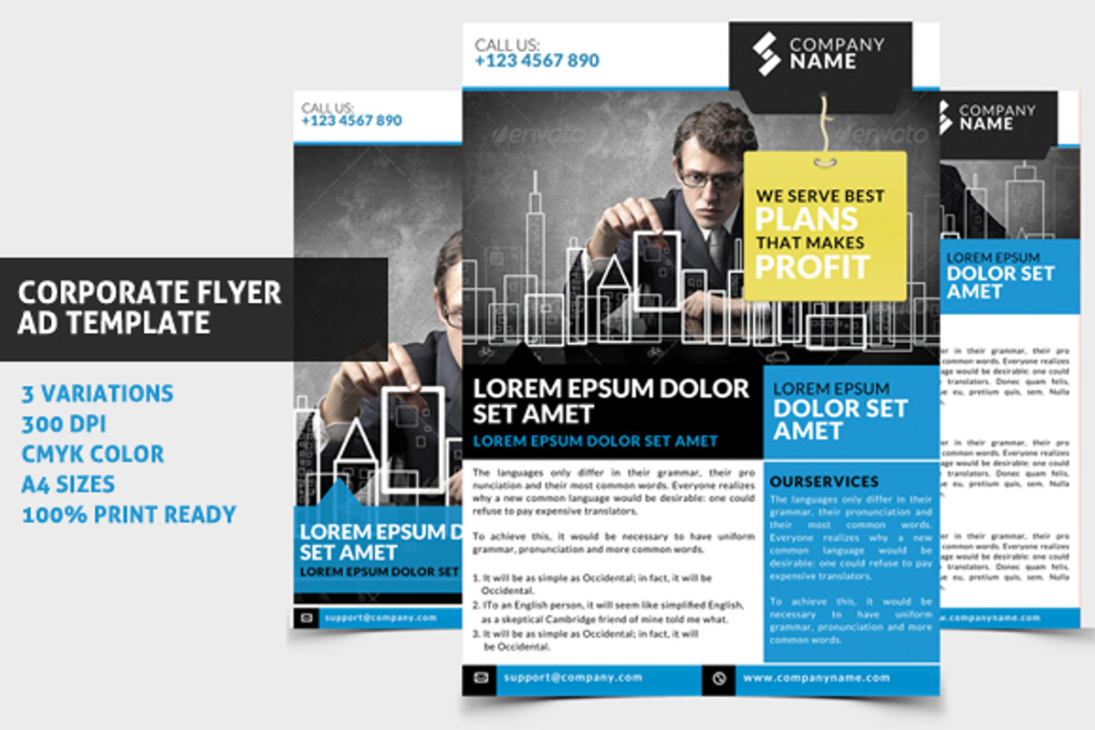 Corporate Flyer / Ad Template 01, a Flyer Template by WonderShop (Photo 1 of 4)