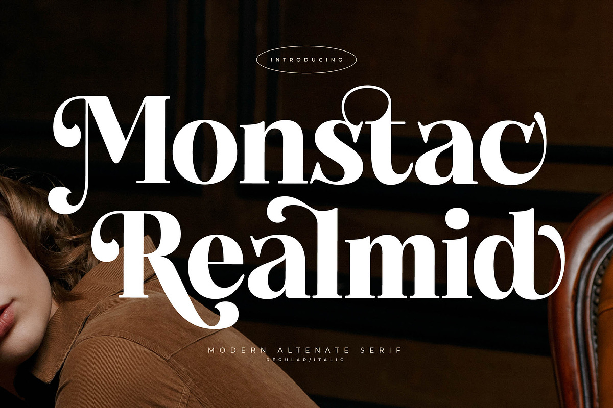 Monstac Realmid Modern Alternate, a Serif Font by Letterena Studios (Photo 1 of 15)