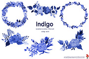 Indigo floral clipart, an Illustration by SandraGraphicDesign (Thumbnail 5 of 5)