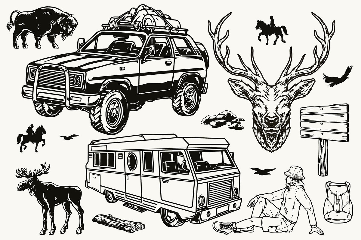 Retro Camping illustrations, an Animal Illustration by DGIM studio (Photo 6 of 12)