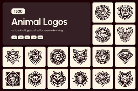 Animal Logo Bundle, a Solid Icon by Creative Stall