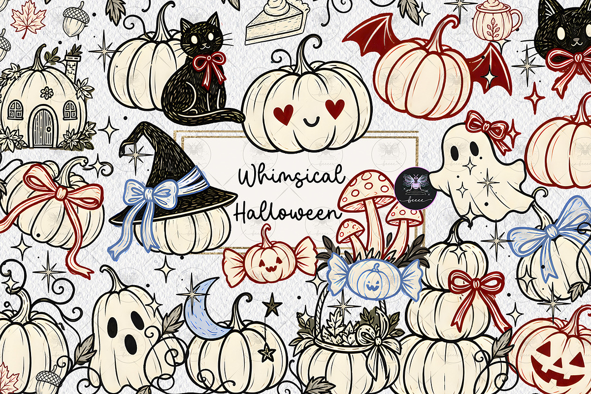 Whimsical Halloween Clipart, a Decorative Illustration by BigCakeBee (Photo 1 of 3)