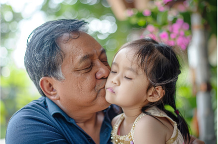 Child kisses and hugs father on, a Person Photo by ZinetroN