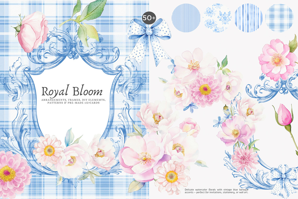 royal bloom watercolor floral set, a Decorative Illustration by Patishop Art (Photo 3 of 10)