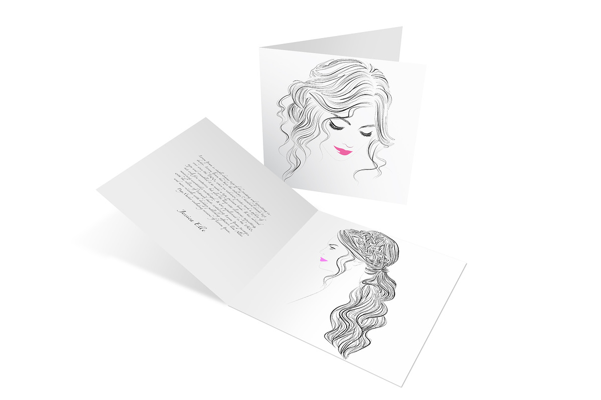 Romantic hairstyles line drawings, a Person Illustration by esylvia (Photo 4 of 4)