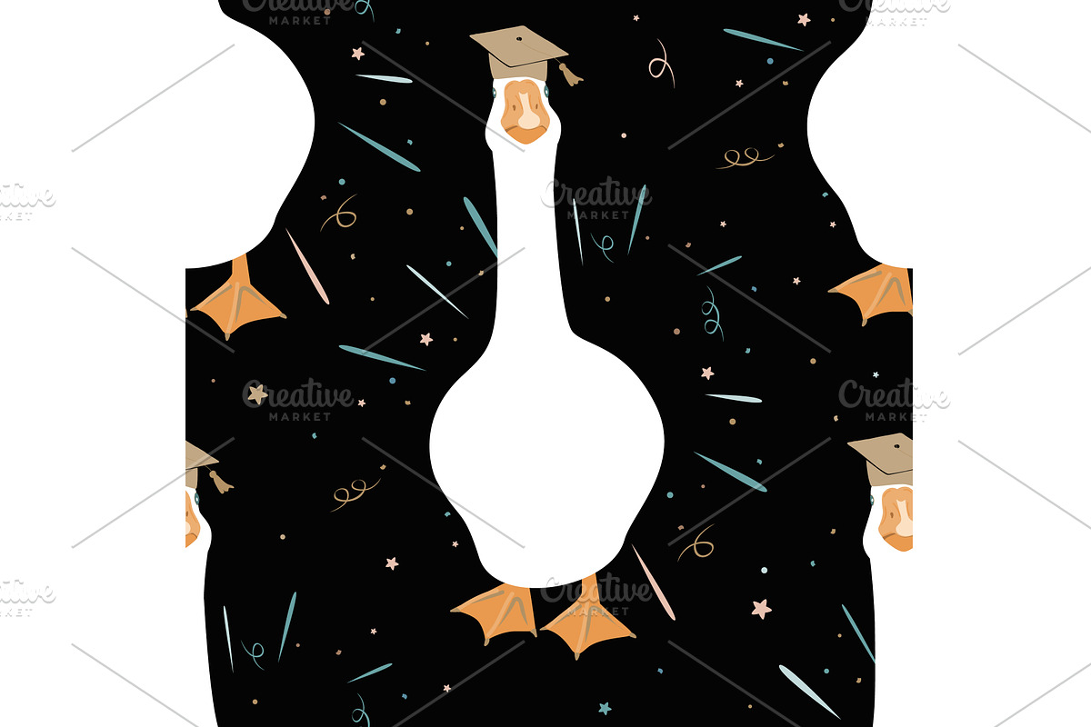 Cute graduate goose seamless pattern, an Animal Illustration by Toltemara