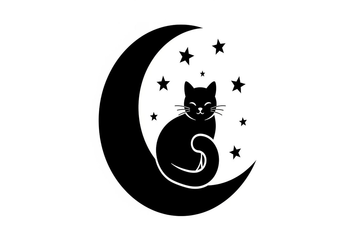 50 Cat Moon Silhouette Vector Bundle, an Illustration by jahid234 (Photo 25 of 51)