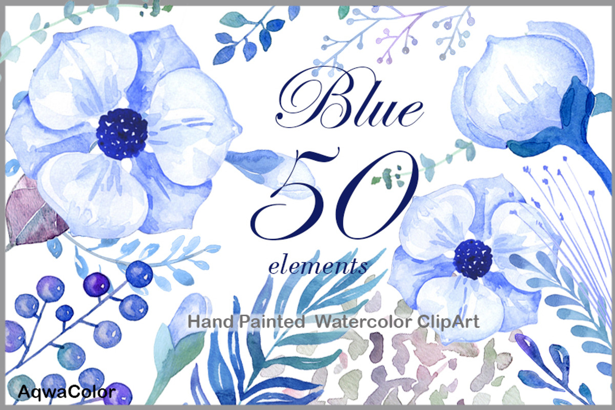 Watercolour clipart Blue, an Illustration by AqwaColor (Photo 1 of 3)