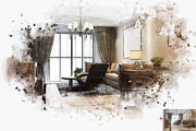 Interior Watercolor Painting, an Action Add-On by MRI STUDIO (Thumbnail 5 of 11)
