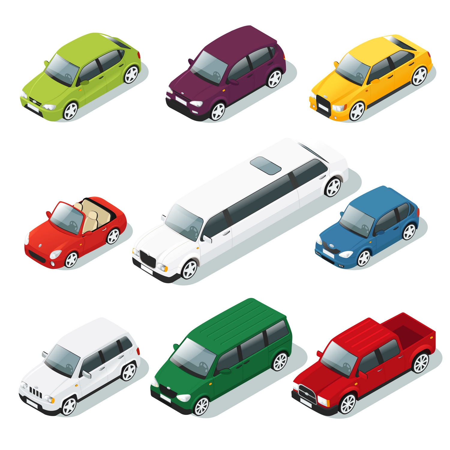 Isometric Car Icons Set, an Icon by Alexander Belenkiy
