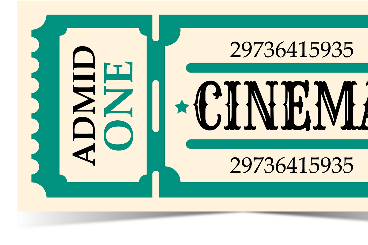Vintage cinema ticket for one person, a Seasonal Illustration by JYa_Design