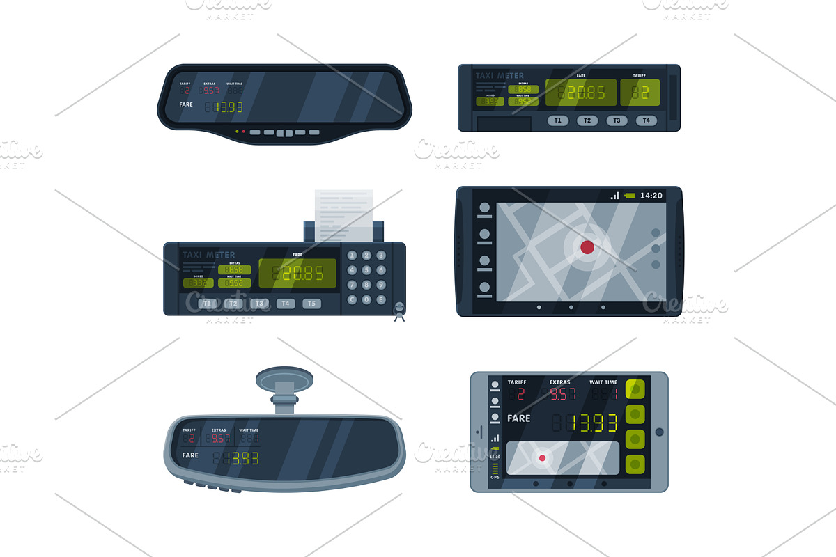Taximeter as Car Cab Device for, an Object Illustration by TopVectors