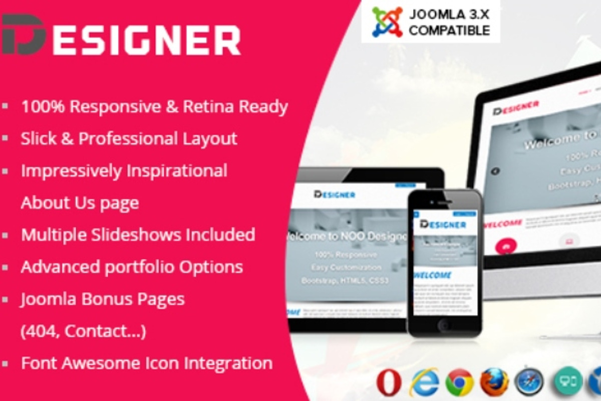 Designer - Portfolio Joomla Template, a Websites & App Template by JoomlaUX (Photo 1 of 5)
