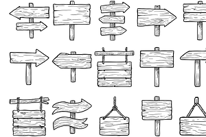 Wooden Sign Pack, an Object Graphic by nikagraphic