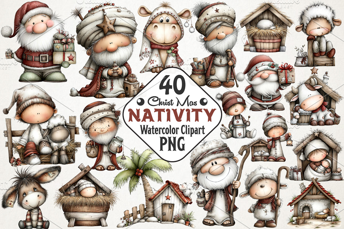 Christmas Nativity Clipart, an Illustration by RobertsArt (Photo 1 of 7)