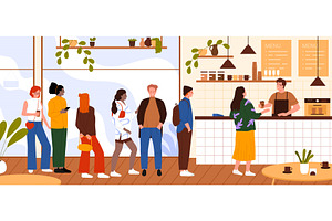 Long queue of people waiting for, a Person Illustration by Flashvector