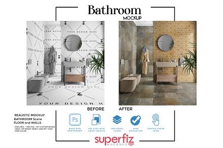 Wall&Floor Mockup Bathroom Scene 227
