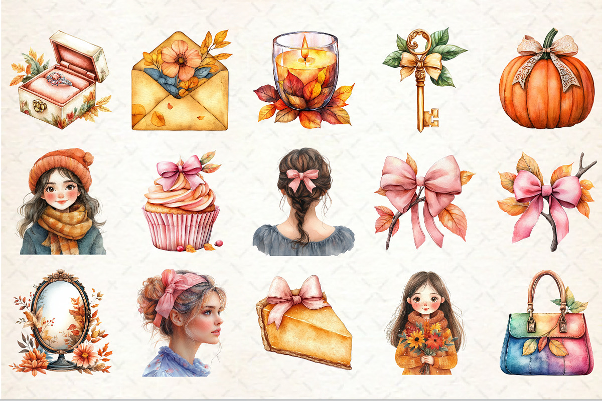 Cute Coquette Autumn Clipart, an Illustration by Rose Art (Photo 4 of 4)