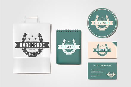 vintage horse stable, horseshoe logo