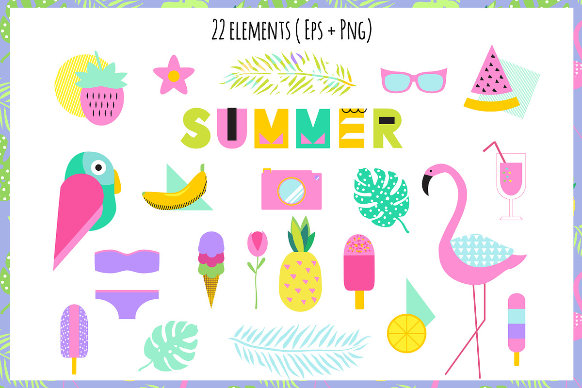 Creative Summer Set Eps+Png+Patterns, a Decorative Illustration by Annakristal (Photo 2 of 3)