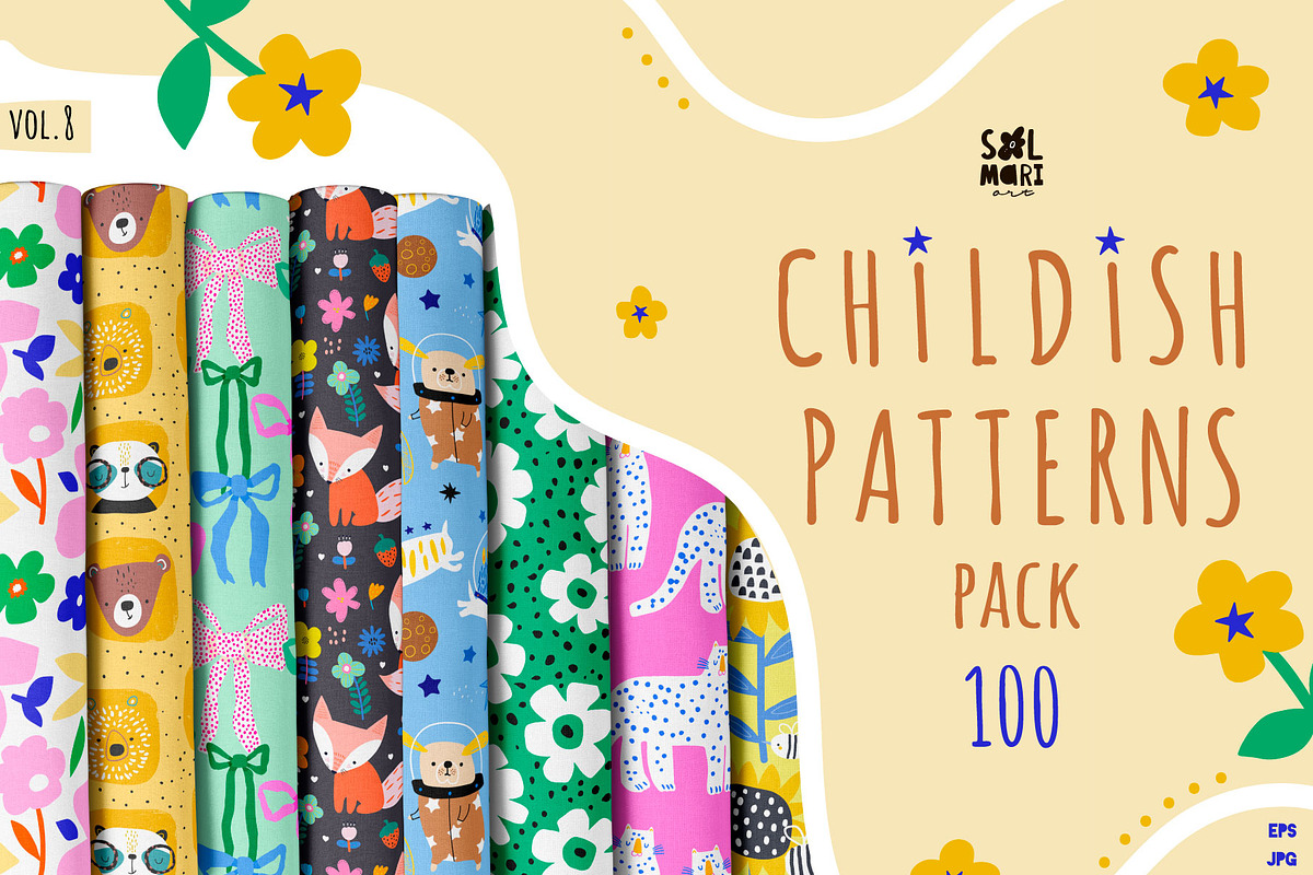 CHILDISH PATTERNS PACK vol.8, a Pattern Graphic by solmariart