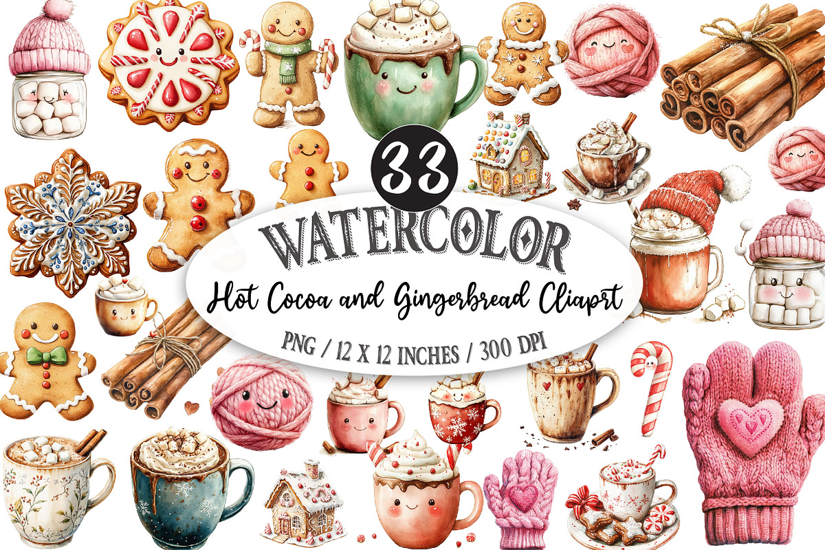 Hot Cocoa and Gingerbread Cliaprt, a Seasonal Illustration by Designking (Photo 1 of 5)