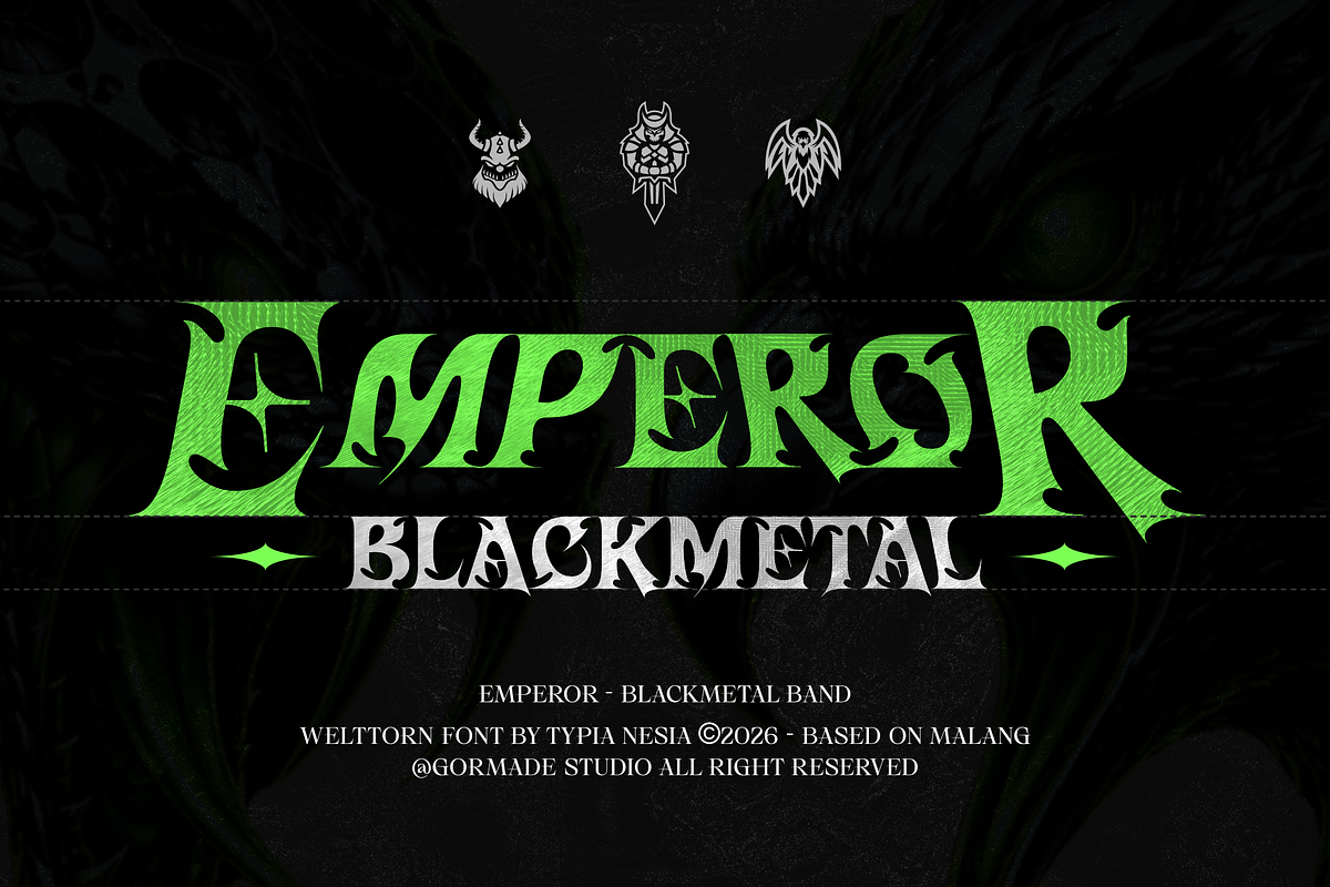 Welltorn - Y2K Black Metal Game Font, a Blackletter Font by Typia Nesia (Photo 5 of 12)